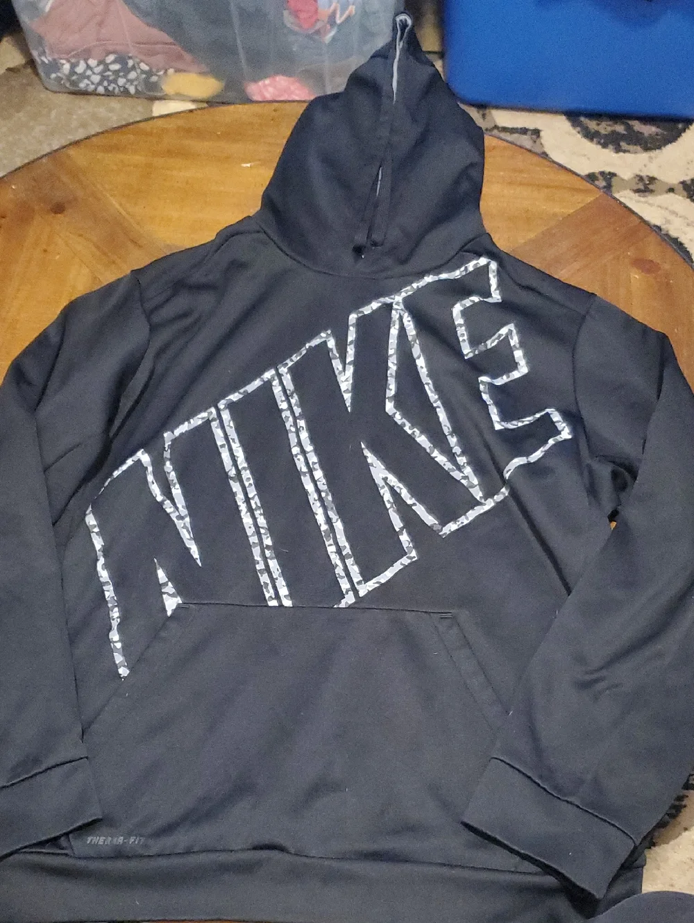 Nike Black Pullover Hoodie with Diagonal Reflective Logo